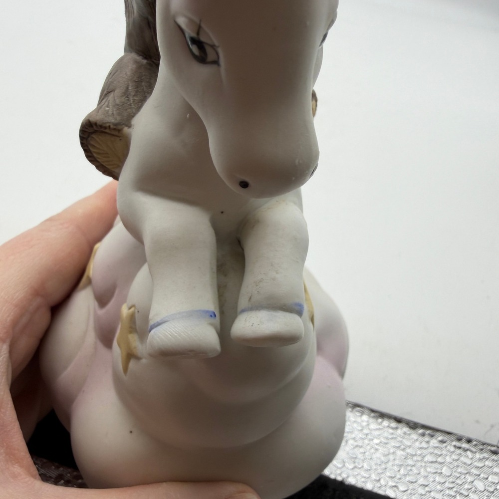 VTG Unicorn Musical Figurine teddy bear nursery Porcelain Cloud Stars Decor - Picture 8 of 9